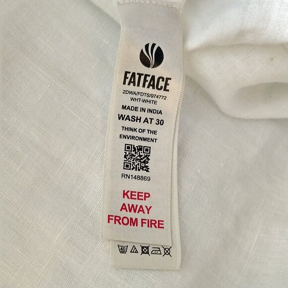 Fat Face FatFace UK Sylvie Linen Shirt Dress White Size 10 Midi - Picture 4 of 5